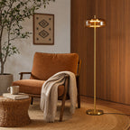 "Solene" amberkleurige glazen vloerlamp