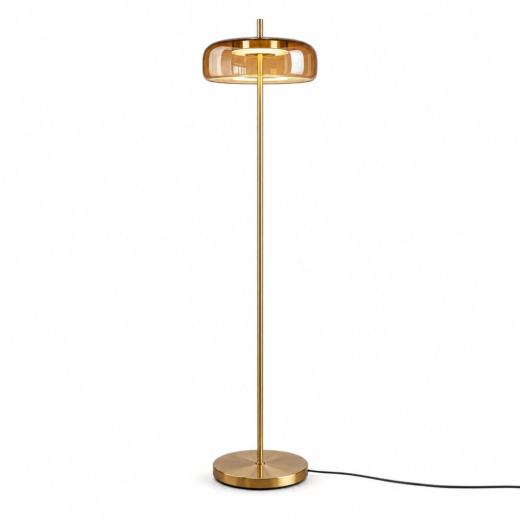 "Solene" amberkleurige glazen vloerlamp