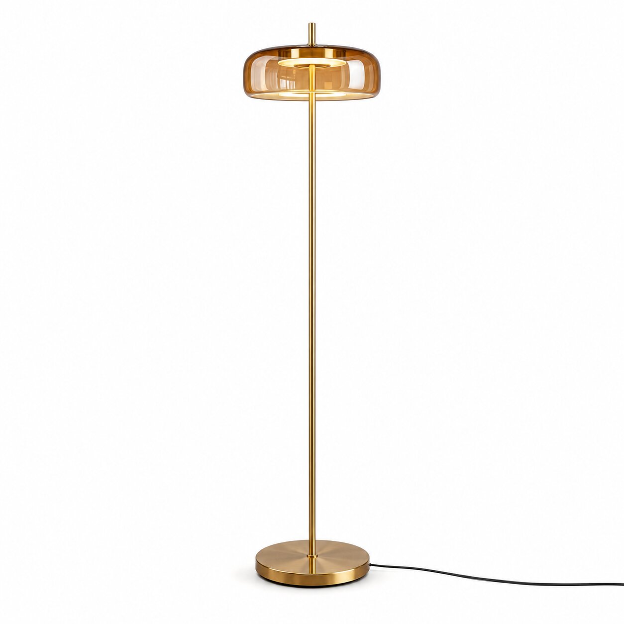 "Solene" amberkleurige glazen vloerlamp