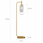"Dune" Gold Floor Lamp with Ribbed Glass Shade
