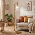 "Dune" Gold Floor Lamp with Ribbed Glass Shade