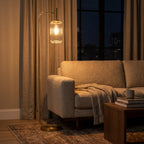 "Dune" Gold Floor Lamp with Ribbed Glass Shade