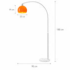"Satura" Retro Arc Floor Lamp with Marble Base