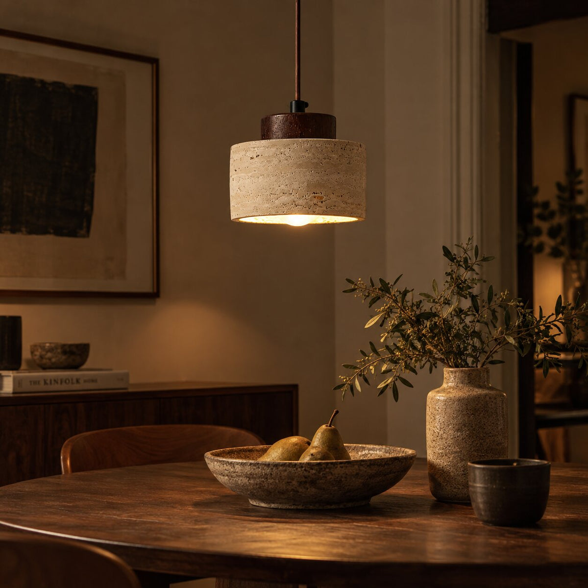 “Terra” hanglamp van steen en hout